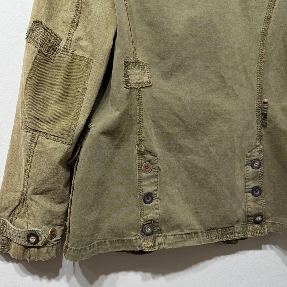 Triple‎ 5 Soul Y2K Men Medium Military Jacket Green Distressed Skull Graphic